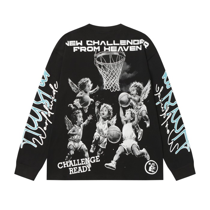Angel Children Basketball Game Print Long Sleeve T-Shirt 2 colors 28704410