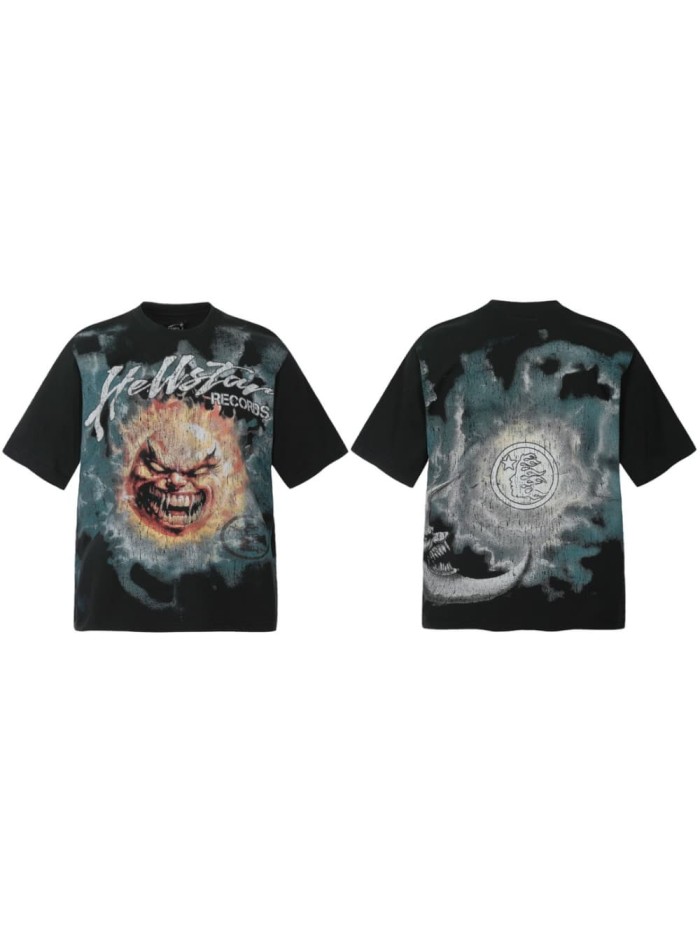 Cloudy Sun Demon Print Washed Tee 29092400