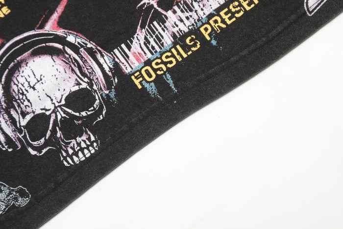 Cyber Skull Figure Print Washed Tee 29092382