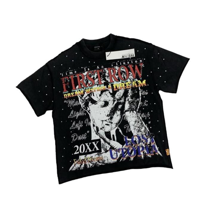 Rhinestone Portrait Letter Print Tee 28748408