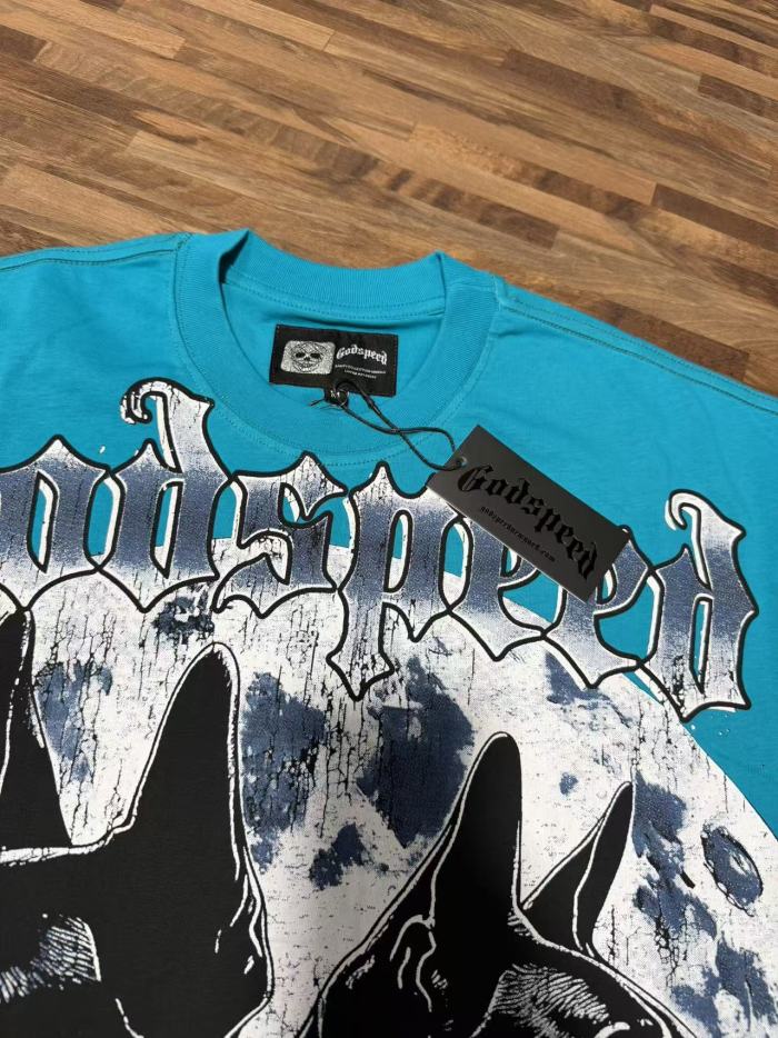 Double Doberman Pinscher Full Moon Lake Blue Distressed Short-Sleeve T-Shirt 29053396
