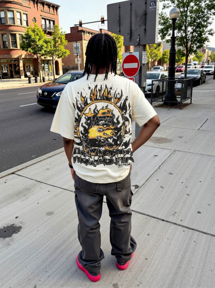 Flame-eyed Stranger Print Washed Tee 29092398
