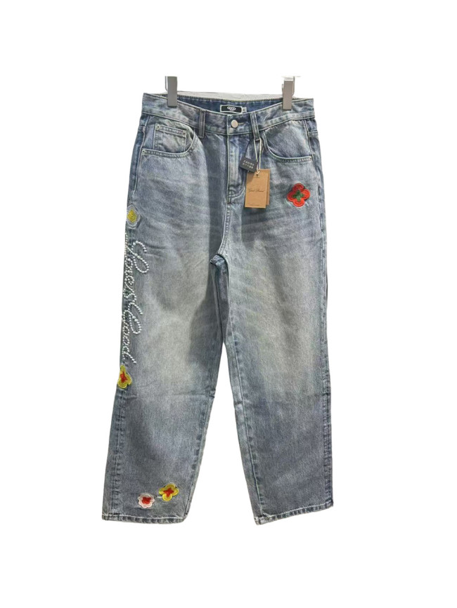 Floral Logo Embroidered Denim Jeans 28434006