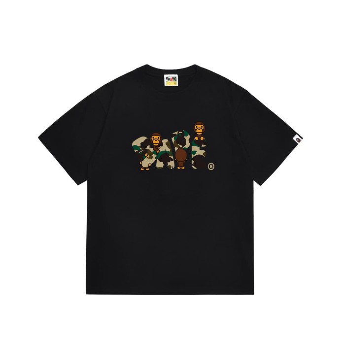 Four little monkeys with camouflage letter prints T-shirt 2 colors 29060345