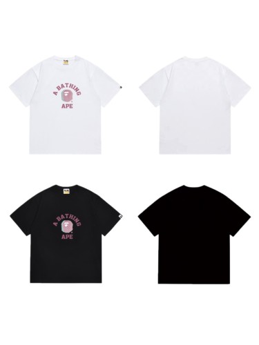Ape Head Pink Blue Texture Print  A BATHING APE  College Logo T-Shirt 2 colors 29053964