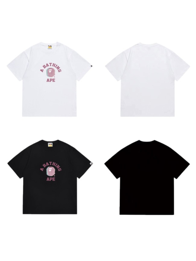 Ape Head Pink Blue Texture Print A BATHING APE College Logo T-Shirt 2 colors 29053964