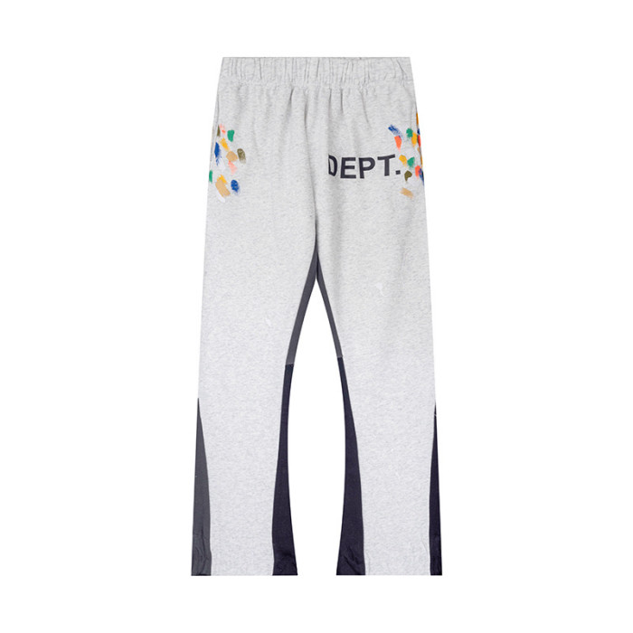 Left leg large monogrammed printed wide leg pants 12 colors
