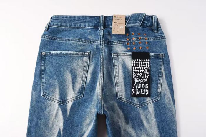 1:1 quality version Blue Flame Water Wave Ripped Jeans 29080460