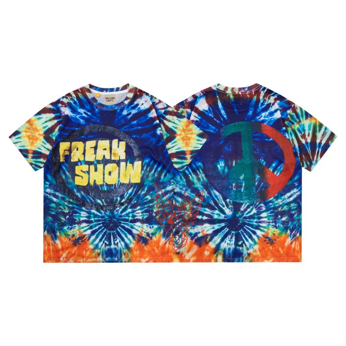Vintage Washed Colorful Letter Tie-Dye Short Sleeve Tee 15 colors