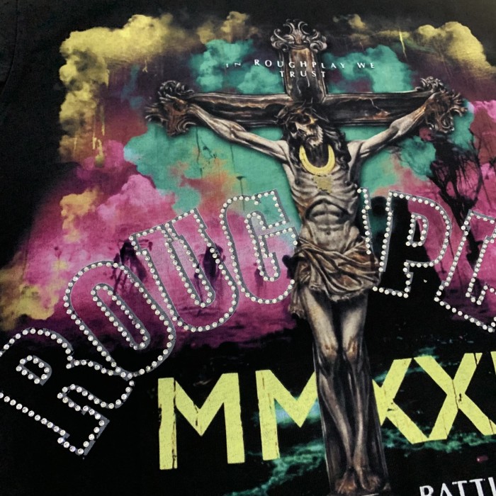 Rhinestone Letter Jesus Cross Print Washed Version Vest 28529875