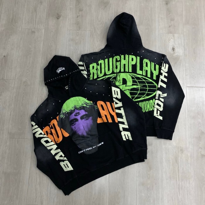 Oversized Heavyweight Streetwear Hoodie with Graffiti Statue Print 29069017