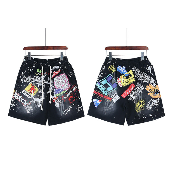Trendy Graffiti Slogan Print Washed Shorts 29043463