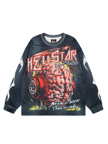Brain Print Washed Version Long-Sleeve T-Shirt 28471092