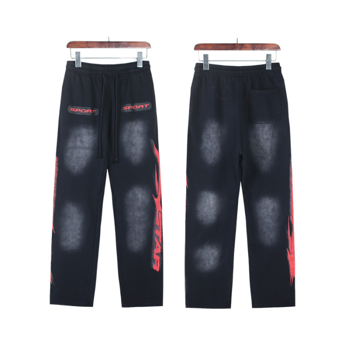 Sport Red Logo Print Washed Version hoodie & pants set 28519162