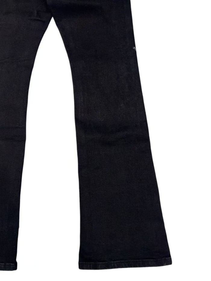 1:1 quality version Side Cursive Letter Logo Rhinestone Flared Jeans 29080664