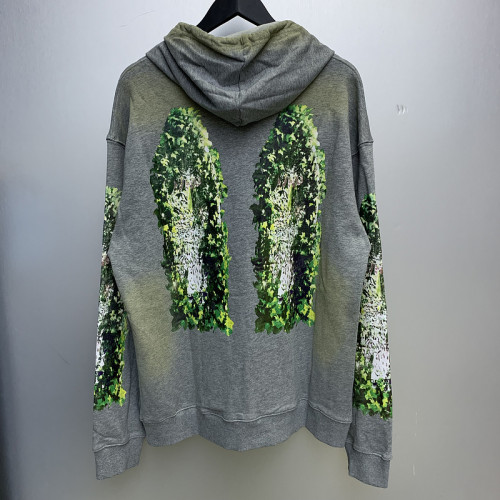 Green Vine Rendered Printed Aged Washed Version Hoodie