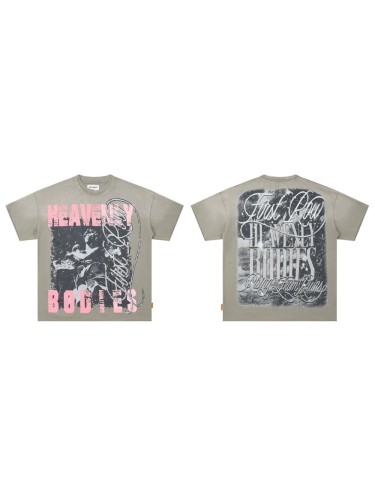 Retro Angel Rhinestone Print Washed Tee 29054090
