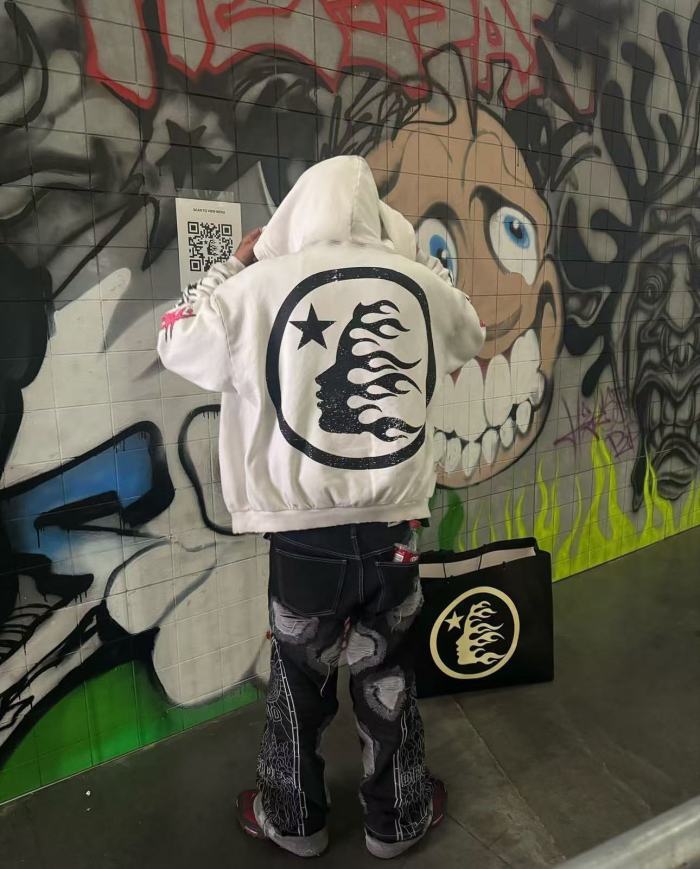 [Big & Tall for weights up to 260 lbs]1:1 quality version Glitter Alphabet Abraded Distressed White Zip Hoodie with NFC tag