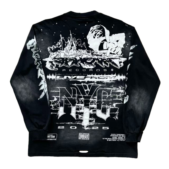 Parody Statue Print Washed Version Distressed LongSleeve T-Shirt 28620247
