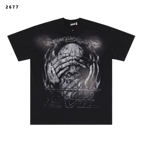 No Evil kull With Covered Eyes Print Washed T-Shirt Tee 28979130