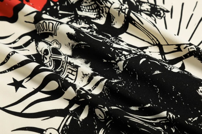 Hell Skull Motorcycle Print Washed Tee 29090169