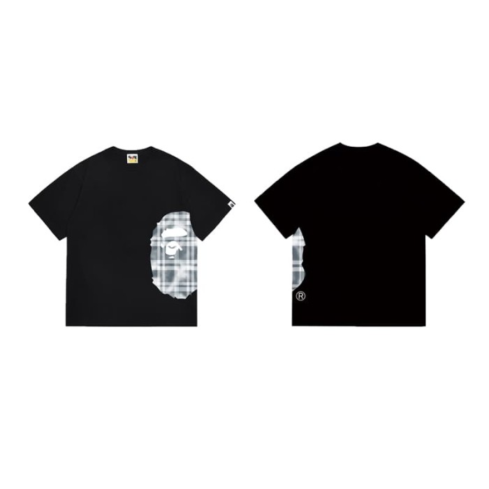 Side tie-dye white check print T-shirt 2 colors 29053515