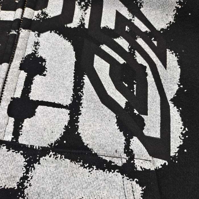 [Big & Tall for weights up to 220 lbs]1:1 quality version Black Layered White Letter Print Zipper Hoodie 28675076