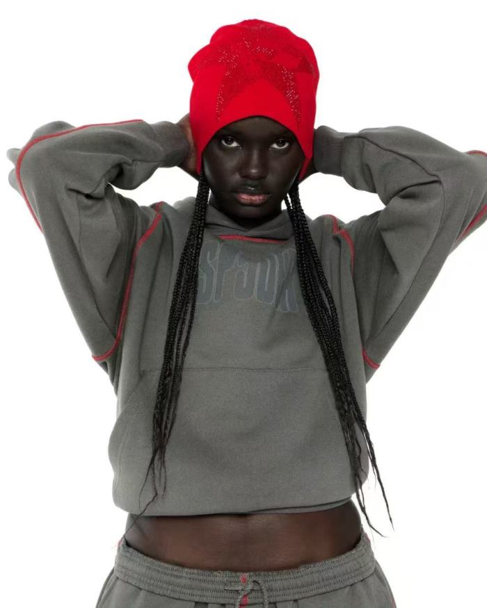 [Big & Tall for weights up to 220 lbs]1:1 quality version Red Stripe Letter Print Hoodie & Pants Set 28777395