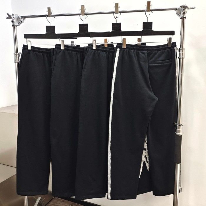 [Big & Tall for weights up to 220 lbs]1:1 quality version Silver Brush Rhinestone Black Hoodie & Pants Set 28893166