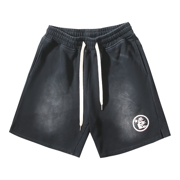 Minimalist Round Logo Print Washed Shorts 29035476