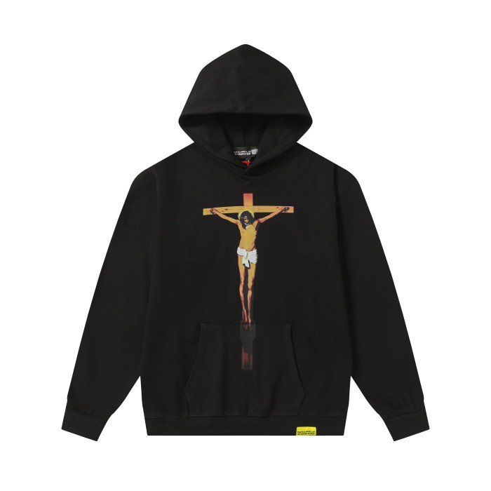 Cross Jesus Print Contrast Color Letter Hoodie 28680614