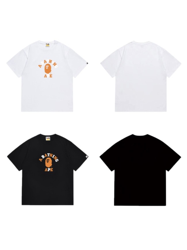 College Ape Head Graphic Orange White Logo T-Shirt 2 colors 29051411