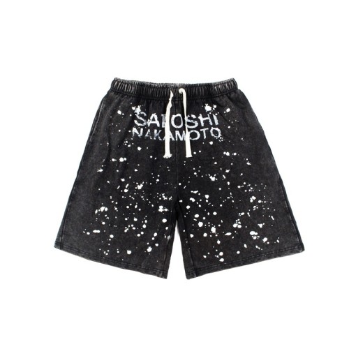 Ink Splash Classic Letter Print Washed Shorts 29082411