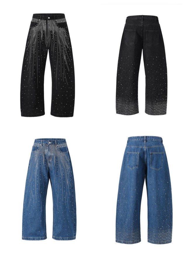 Galaxy Waterfall Rhinestone Wide Leg Jeans 2 colors 29064390