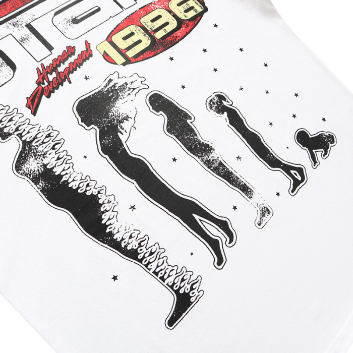 Human evolution skull print tee
