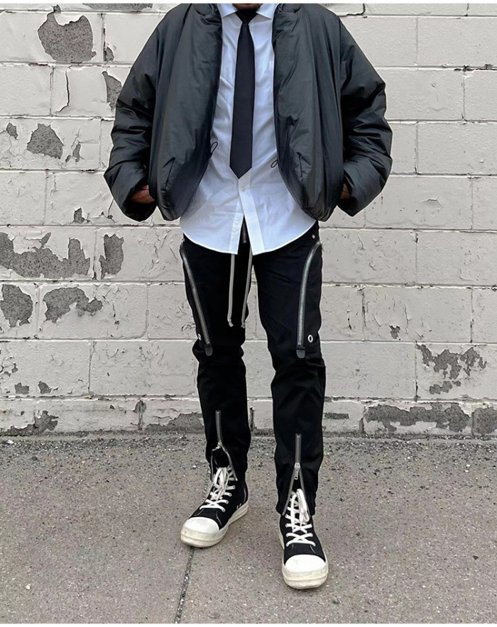 1:1 quality version Multi-Zipper Large Pocket Biker Drawstring pants
