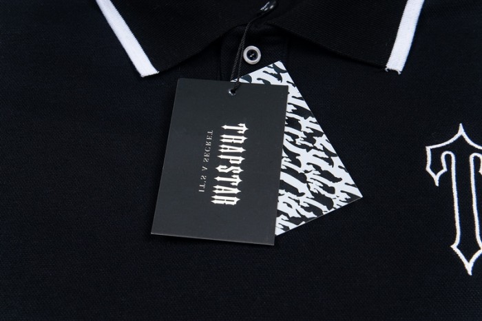 American Street Style Black Contrast Trim Embroidered Logo Polo Shirt 2 colors 29080230