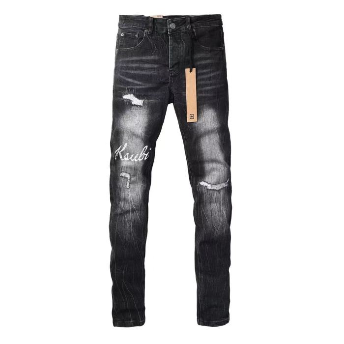 1:1 quality version Retro Cat Whisker Logo Faded Ripped Jeans 29080458