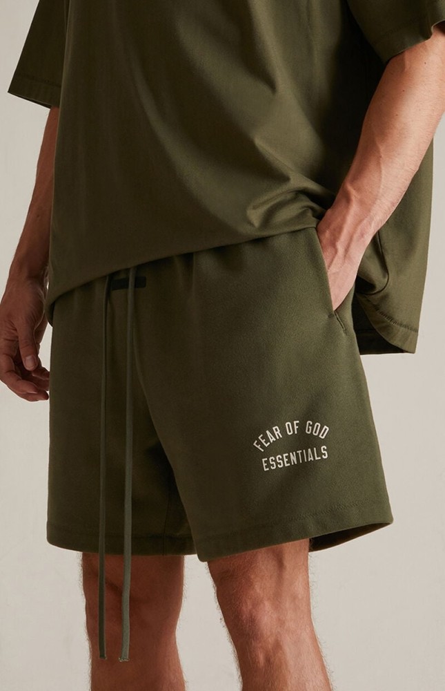 Loose-fitting, drop-crotch, five-inch casual shorts with contrasting side letter embroidery 4 colors 29060838