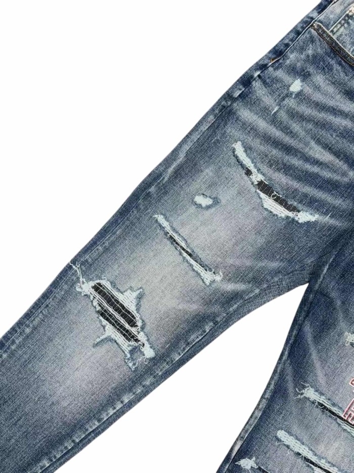1:1 quality version Heavy Destroy Hollywood Embroidered Jeans 28972421