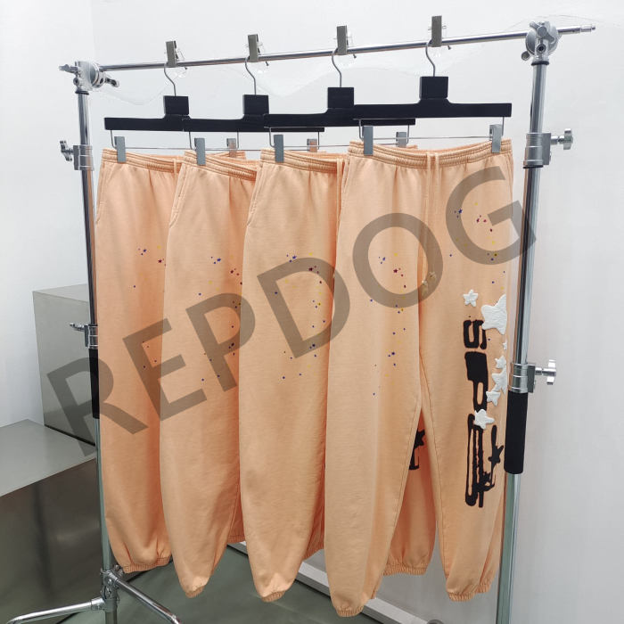 1:1 quality version Orange pink spider web star letters printed Hoodie & Pants Set