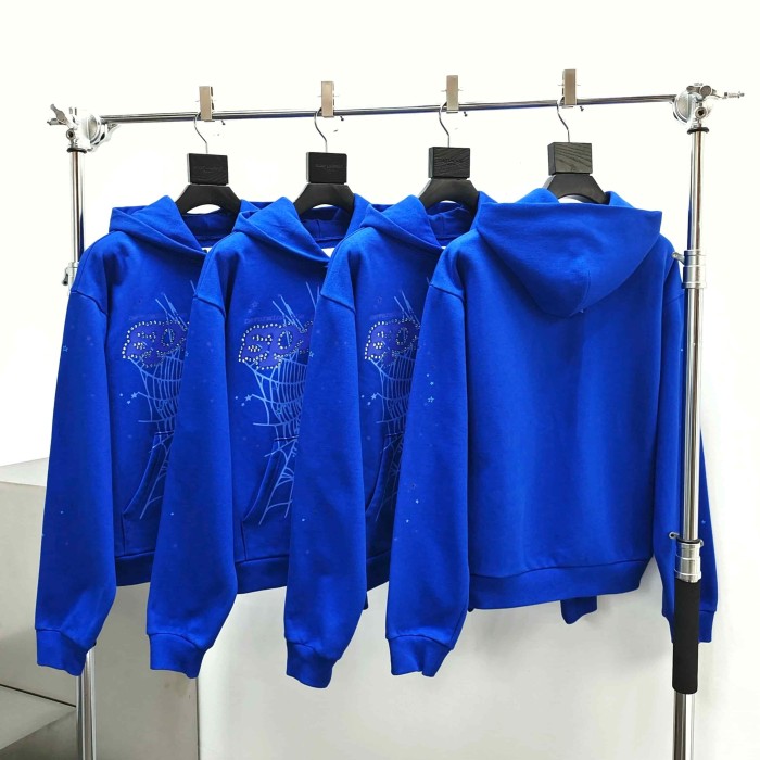 [Big & Tall for weights up to 220 lbs]1:1 quality version Rhinestone Blue Letter Royal Blue Print Hoodie & Pants Set 29045597