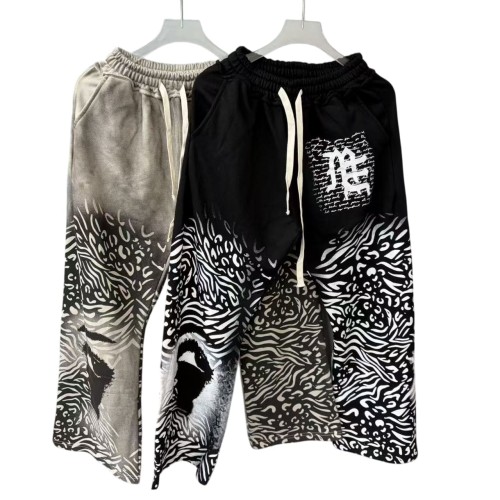 Zebra Stripe Patchwork Sweatpants Gothic Letter Print Wide Leg Pants 2 colors 28978903