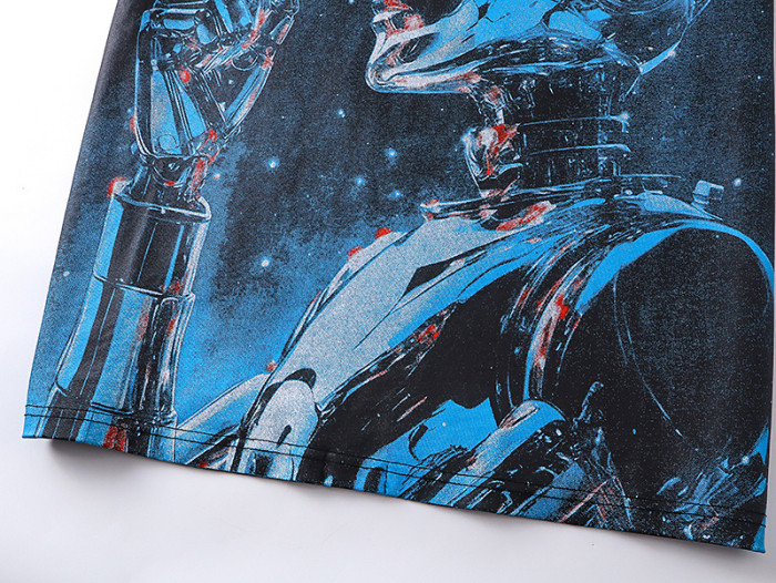 Cyber Robot G Logo Black Distressed Short-sleeved T-shirt 29045586