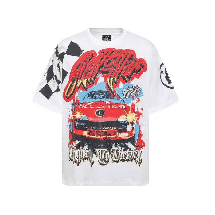 Racing Flag Letter Logo Print Tee 2 colors