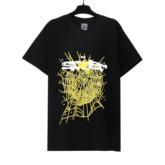[buy more save more]Foam Letter Spiderweb Star Print  Tee
