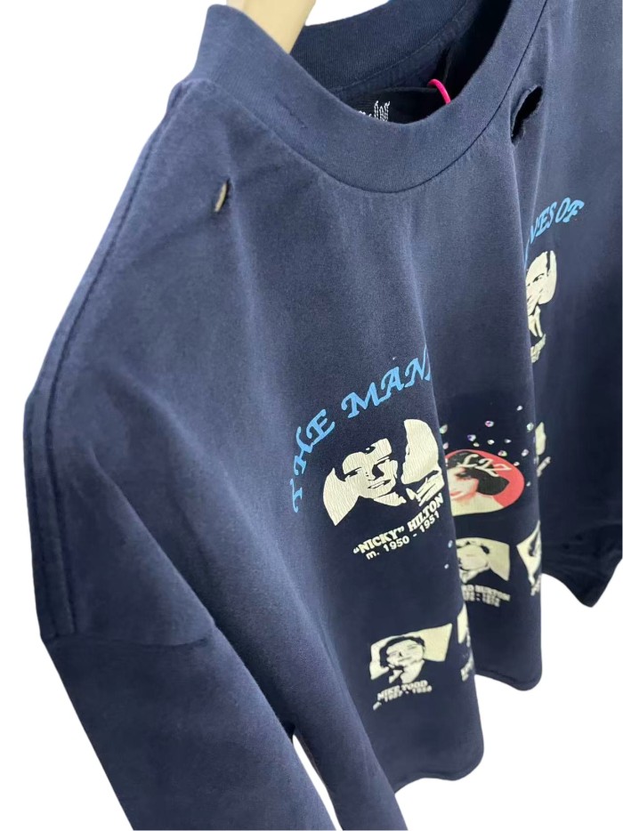 Character Smiley Face Combo Print Washed Version Tee 28756300
