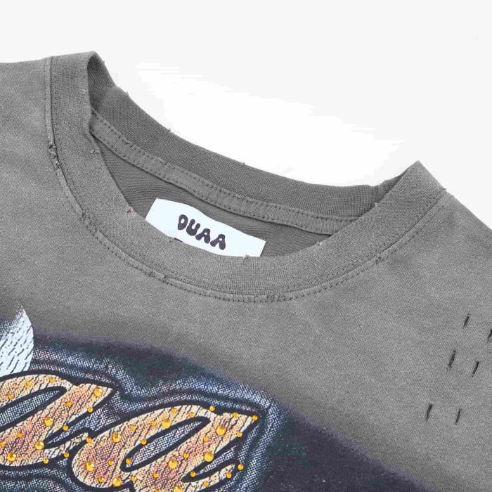 Football Distressed Rhinestone Print Washed Tee 28930932