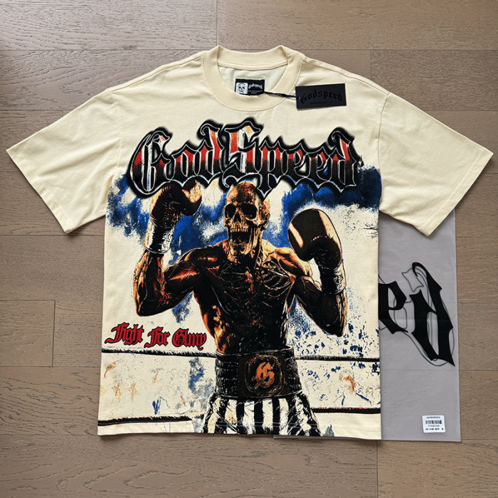 Boxing skeleton G logo beige short-sleeved T-shirt 29046921