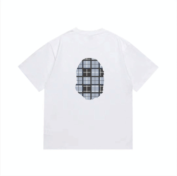 Ape Head Blue Grey Plaid Print T-shirt 2 colors 29053648